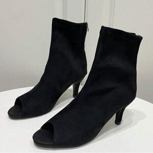 Elegant Black Peep-Toe Ankle Boots